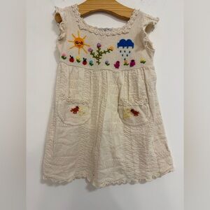 Charming Cream Kids Dress with Textured Design